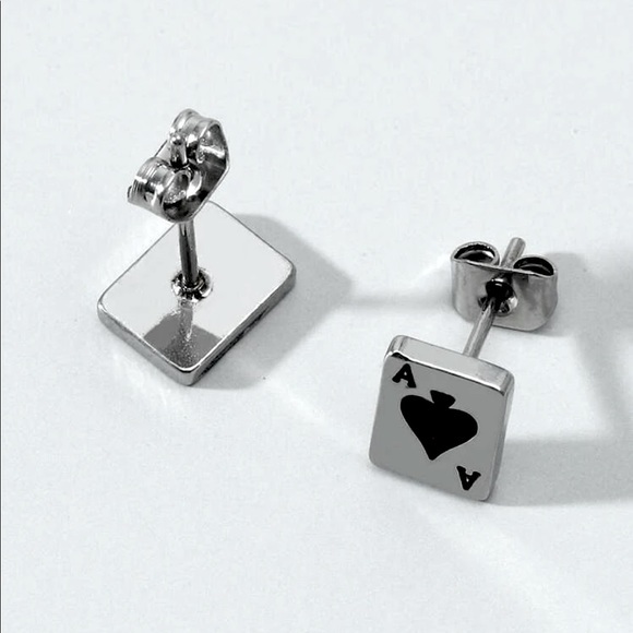 Playing Card Design Stud Earrings - Picture 3 of 8